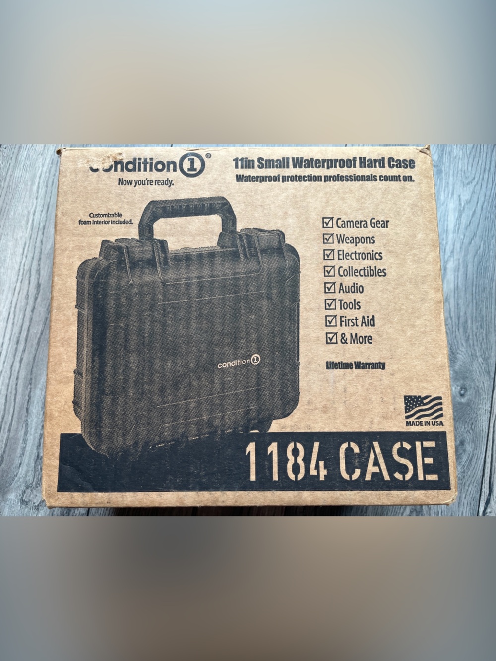 1184 Small Waterproof Hard Case - Black 11” open box